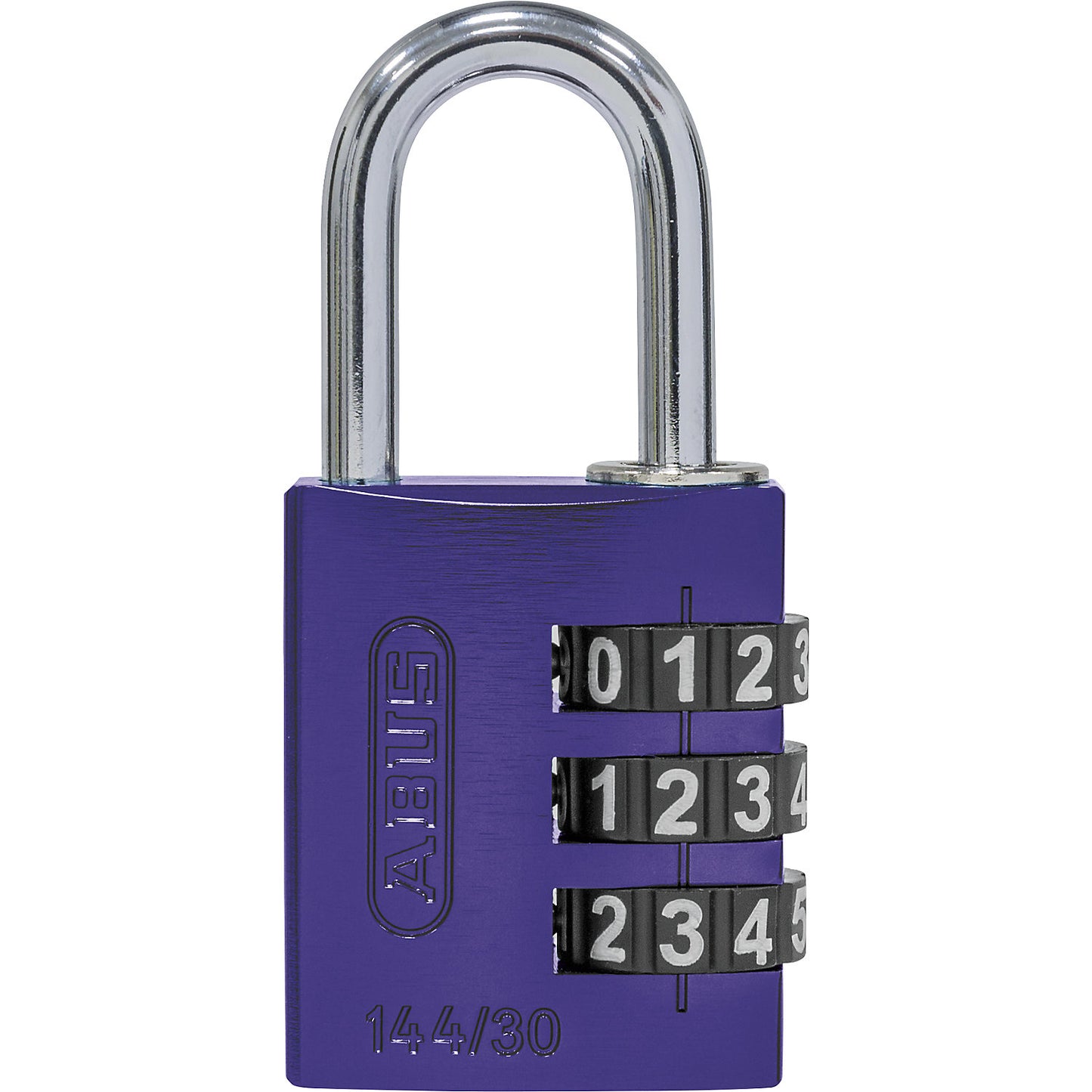 Combination lock, aluminium, with adjustable code, 144/30, pack of 6, purple.