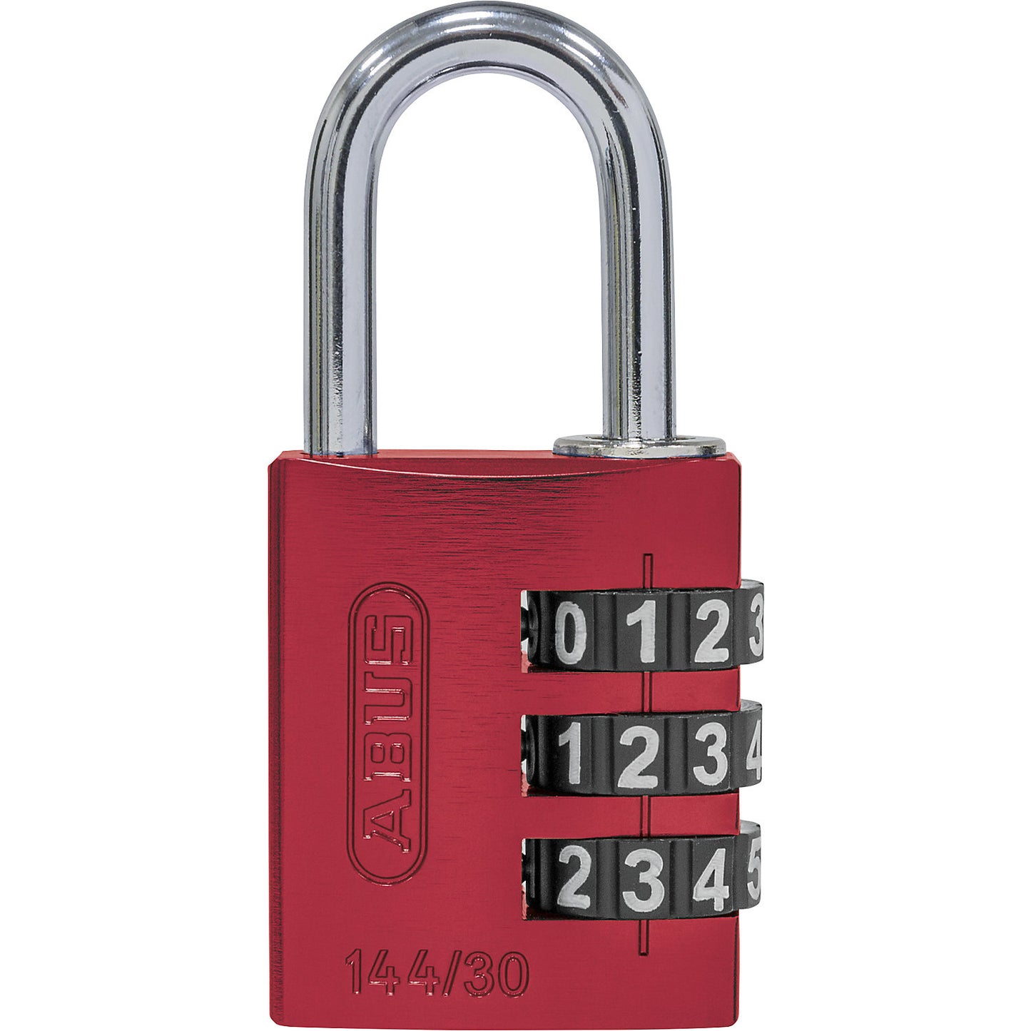 Combination lock, aluminium, with adjustable code, 144/30, pack of 6, red.