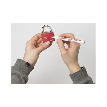 Padlock, can be written on, T65AL/40, pack of 12, red.