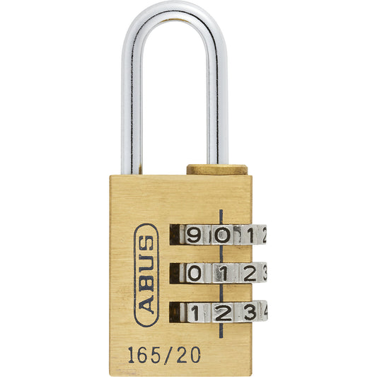 Combination lock, 165/20 lock tag, pack of 6, brass.