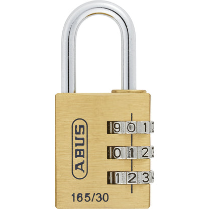 Combination lock, 165/30 lock tag, pack of 6, brass.