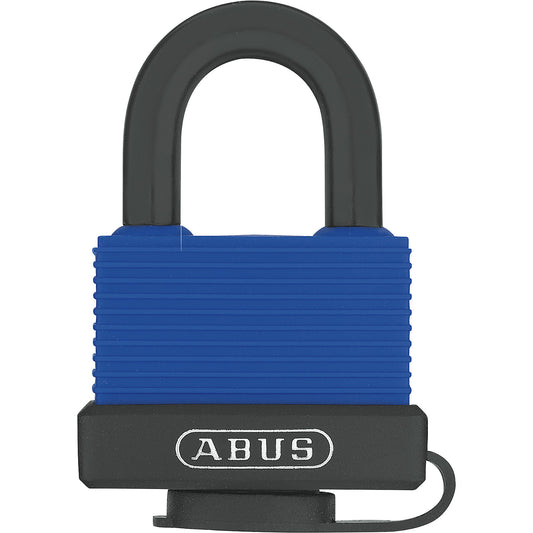 Padlock, brass, 70IB/50 lock tag, pack of 6, blue.