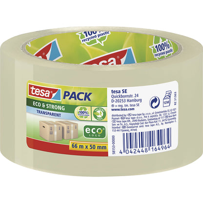 PP packing tape, tesapack® Eco & Strong, pack of 36 rolls, transparent, tape width 50 mm.
