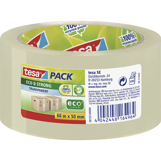 PP packing tape, tesapack® Eco & Strong, pack of 36 rolls, transparent, tape width 50 mm.