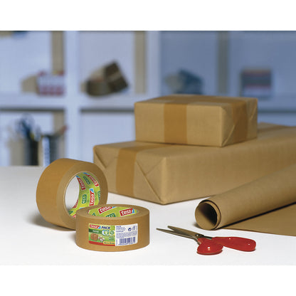 Adhesive paper tape, tesapack® ecoLogo® paper, pack of 36 rolls, brown, tape width 50 mm.