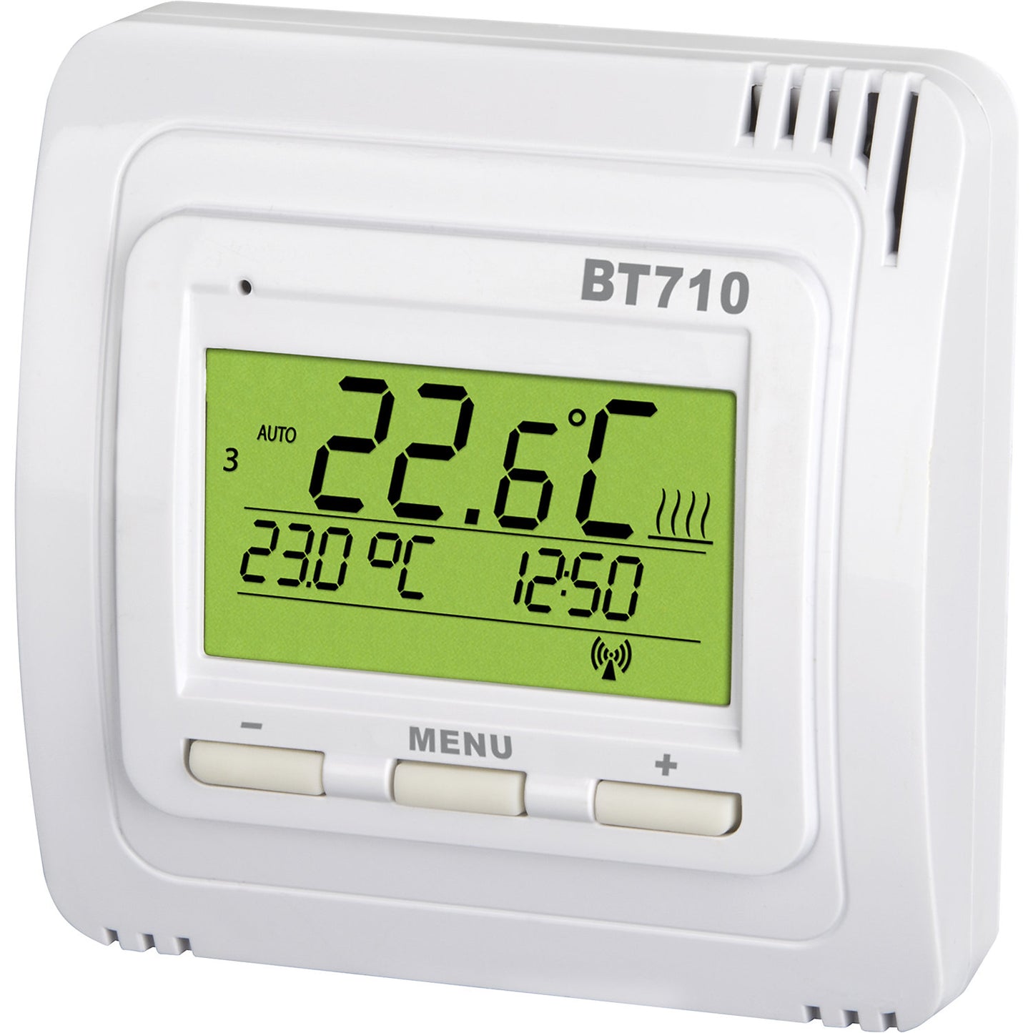 BT710 wireless room thermostat, transmitter with digital display, up to 9 receivers.