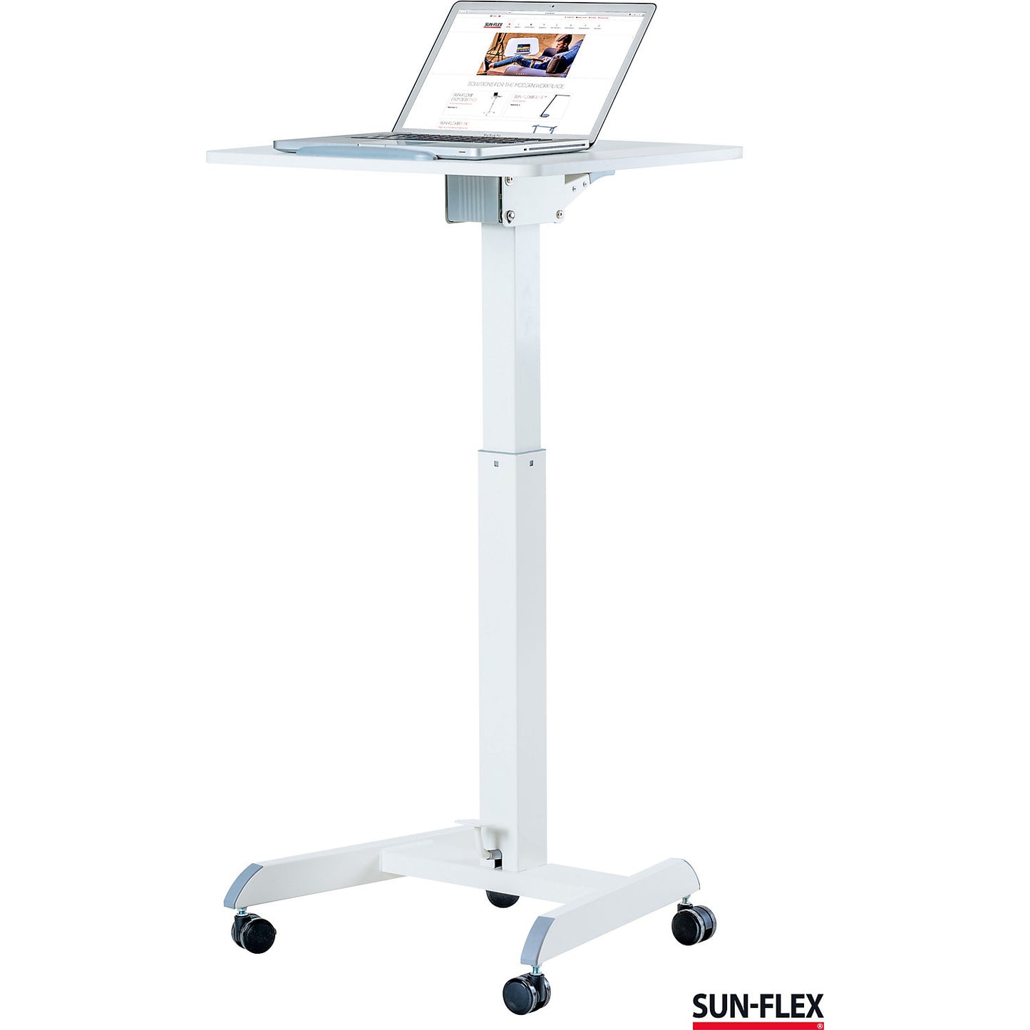 Height-adjustable desk Sun-flex Easydesk Pro, single-column side table, white.