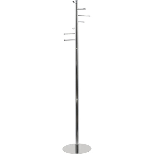 MAULcalima coat stand, height 1770 mm, column Ø 40 mm, 7 hooks, base Ø 350 mm, light silver.