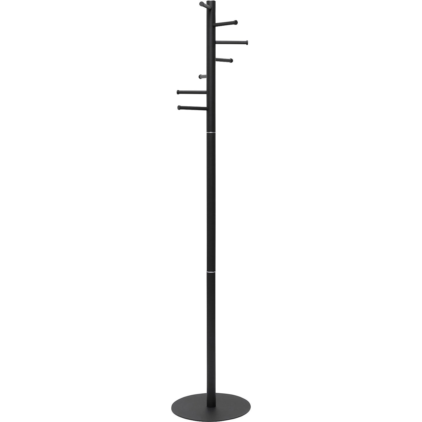 MAULcaurus coat stand, height 1770 mm, column Ø 40 mm, 7 hooks, matt black.