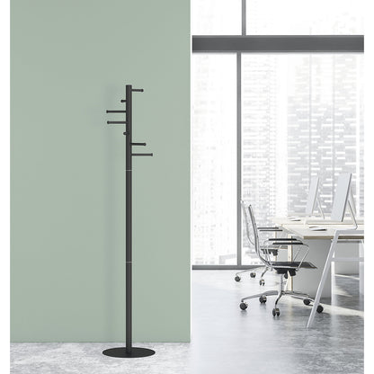 MAULcaurus coat stand, height 1770 mm, column Ø 40 mm, 7 hooks, matt black.
