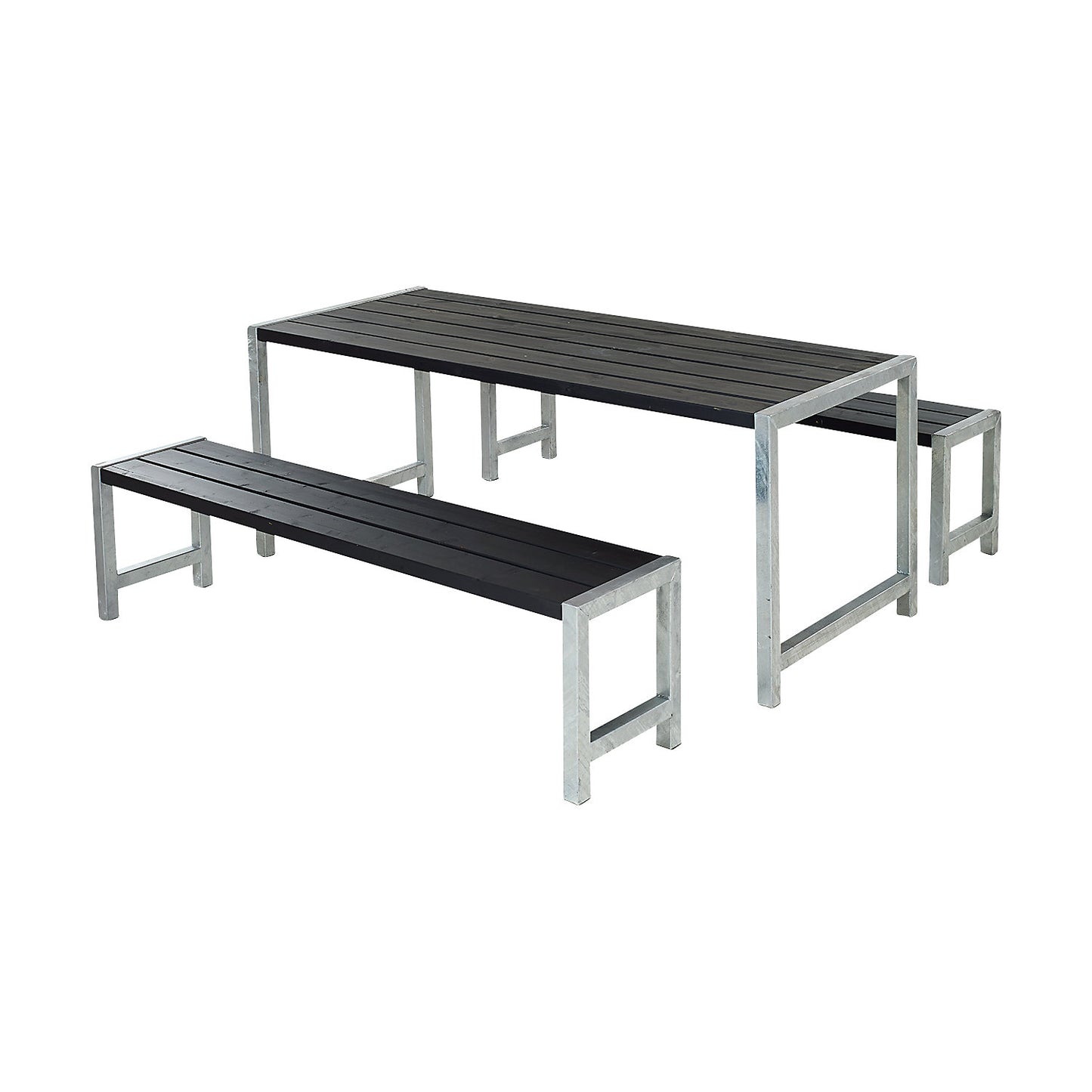 Bench set, certified pine wood, black.