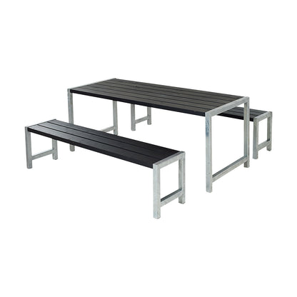 Bench set, certified pine wood, black.