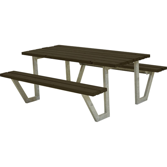 Picnic bench for 6 people, length 1770 mm, coniferous wood, black.