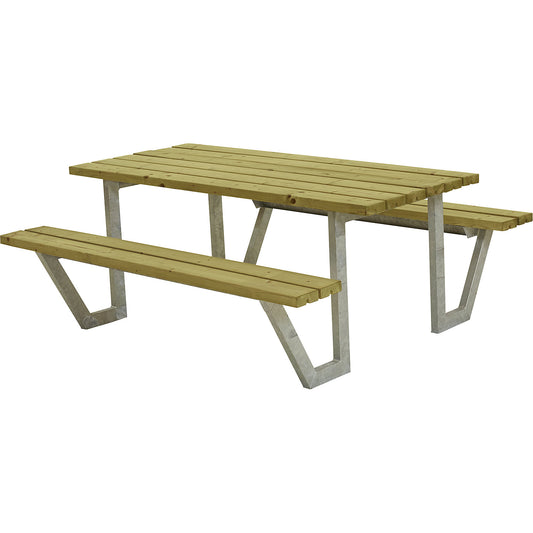 Picnic bench for 6 people, length 1770 mm, coniferous wood, natural.