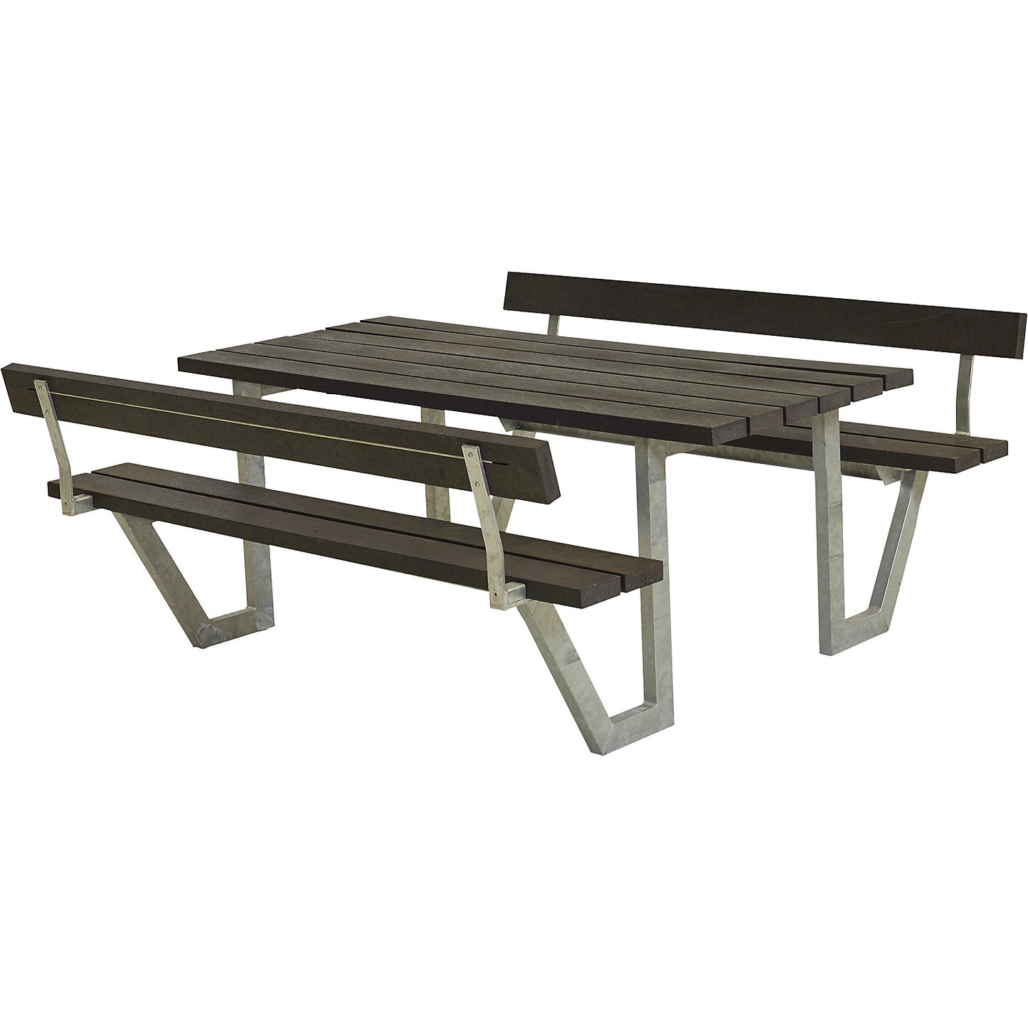 Picnic bench for 6 people, length 1770 mm, plastic, black, with backrest.