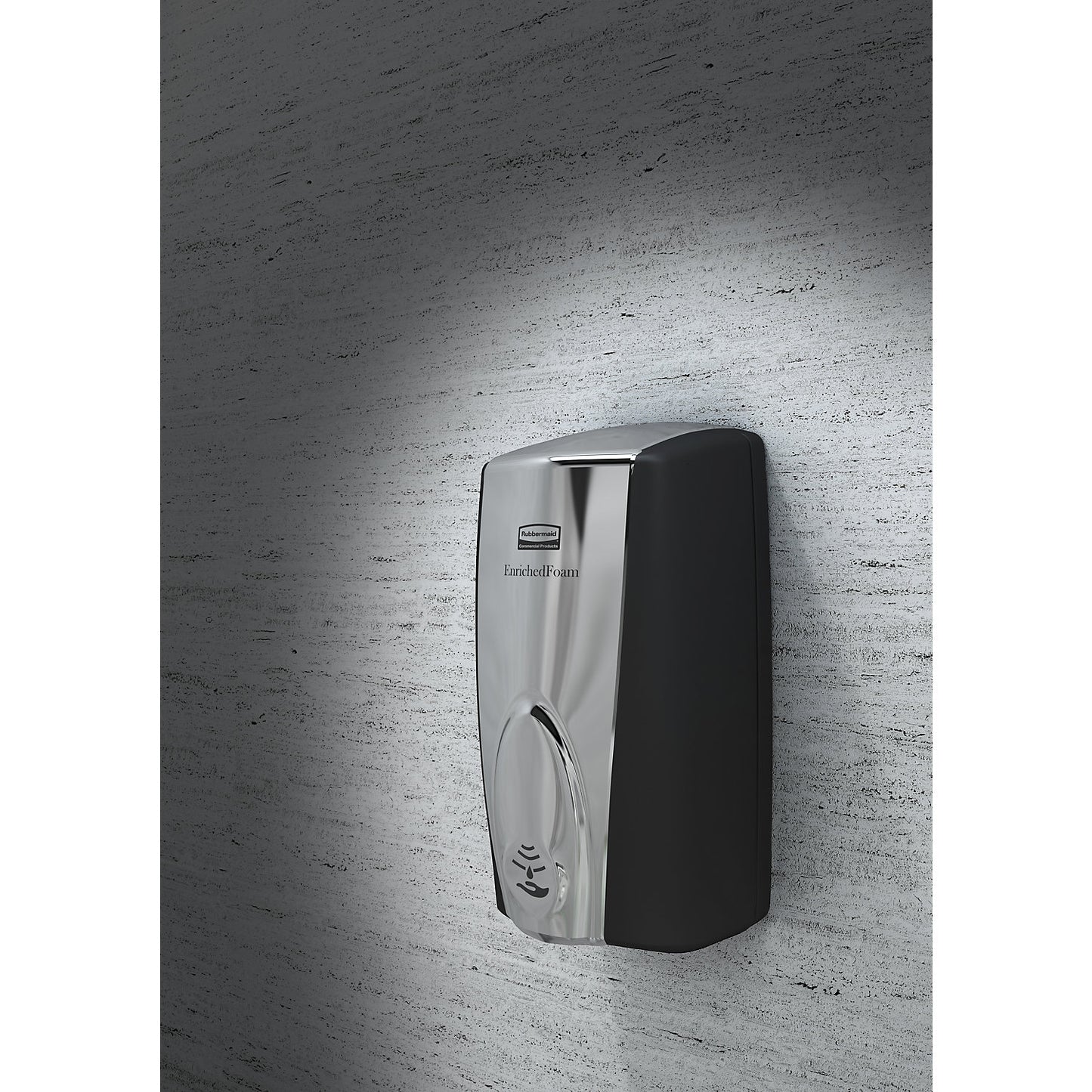 NO-TOUCH soap/disinfectant dispenser, filling quantity 1.1 l, plastic, black-chrome.