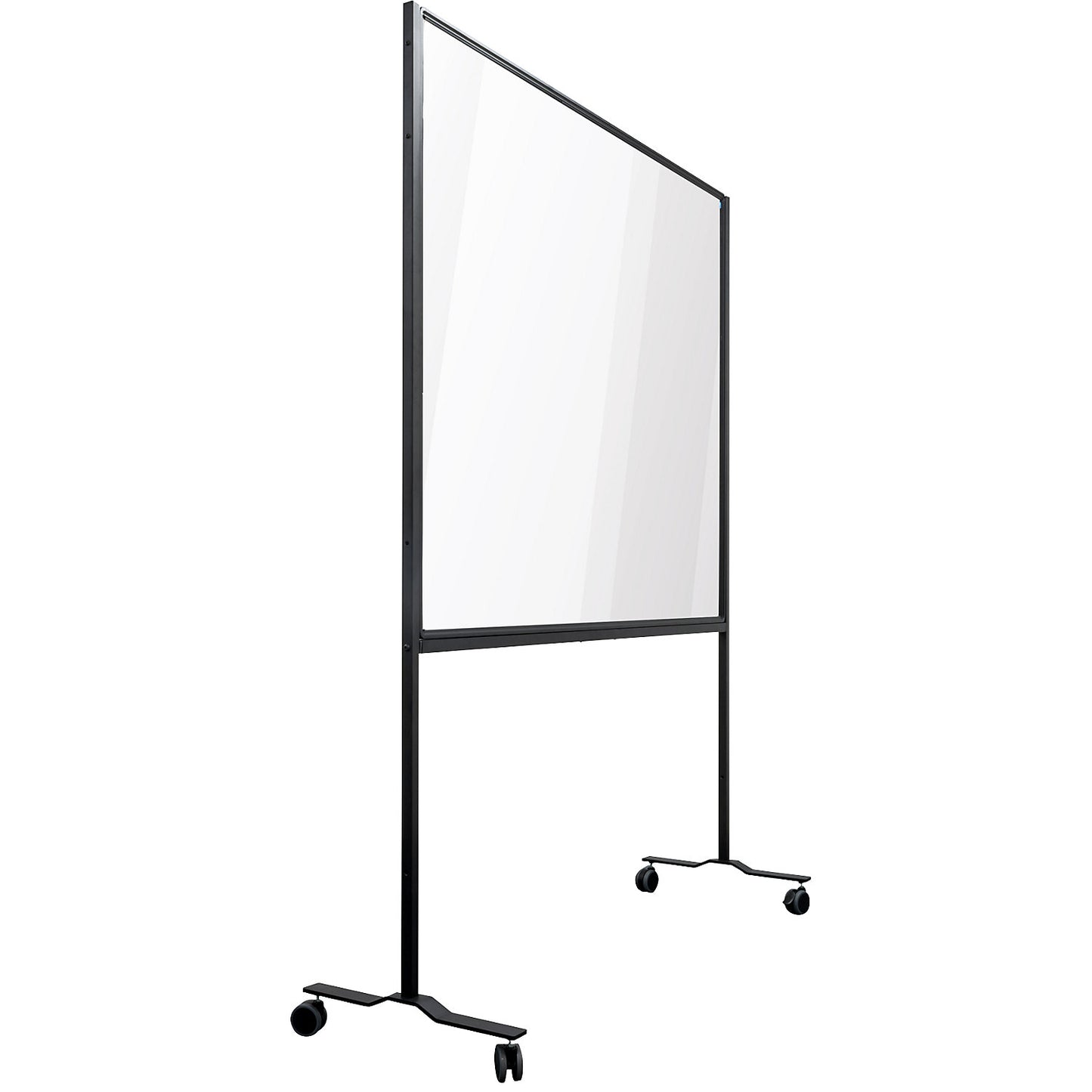 Partition, mobile, made of plexiglass, with aluminium frame, HxWxD 1990 x 1598 x 490 mm.