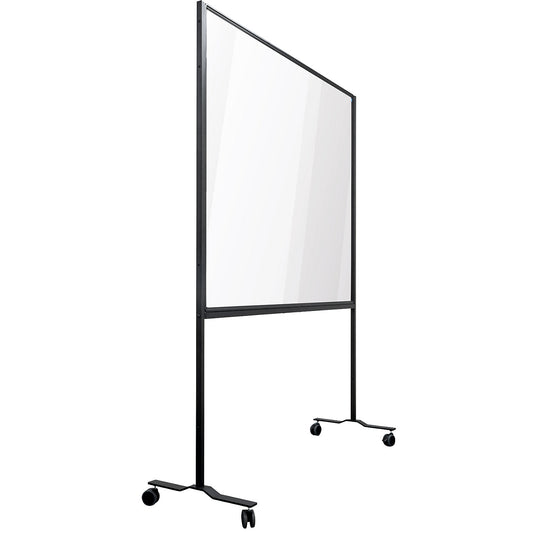 Partition, mobile, made of plexiglass, with aluminium frame, HxWxD 1990 x 1598 x 490 mm.
