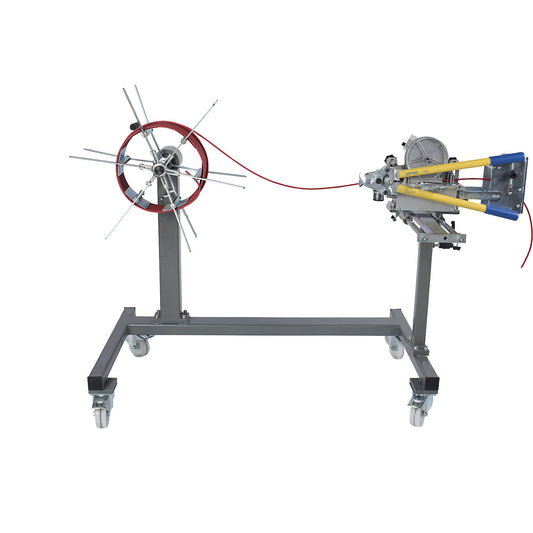 MESSROLL ring and coil rewinder, complete unit with infeed roller cage, for cable Ø 1 - 40 mm.