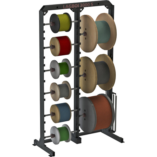 Cable drum shelving unit, stationary, HxWxD 2170 x 1880 x 980 mm.
