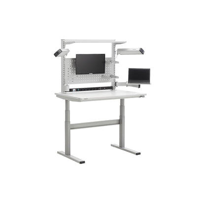 Work table, electric height adjustment, height 630 - 1270 mm, standard model, WxD 900 x 800 mm.
