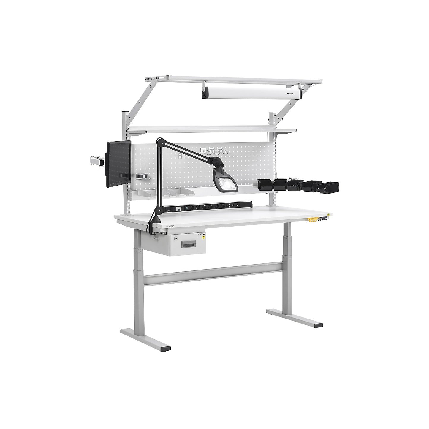 Work table, electric height adjustment, height 630 - 1270 mm, standard model, WxD 1800 x 800 mm.