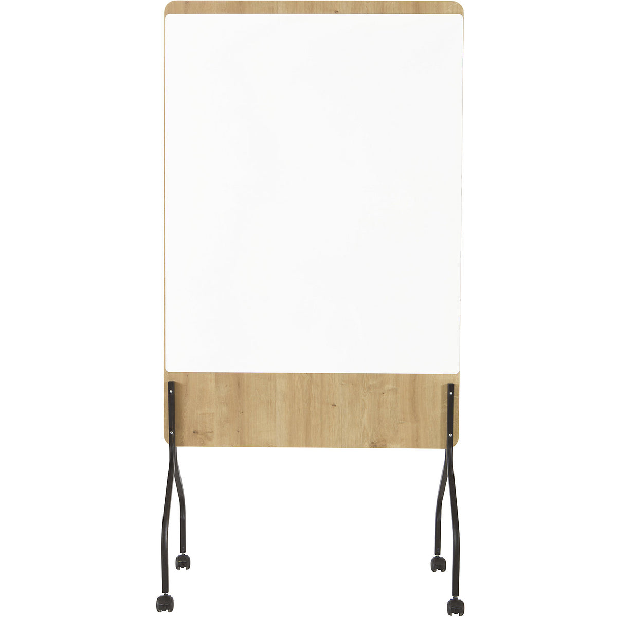 NATURAL mobile presentation board, HxWxD 2000 x 1000 x 450 mm, whiteboard surface painted white.