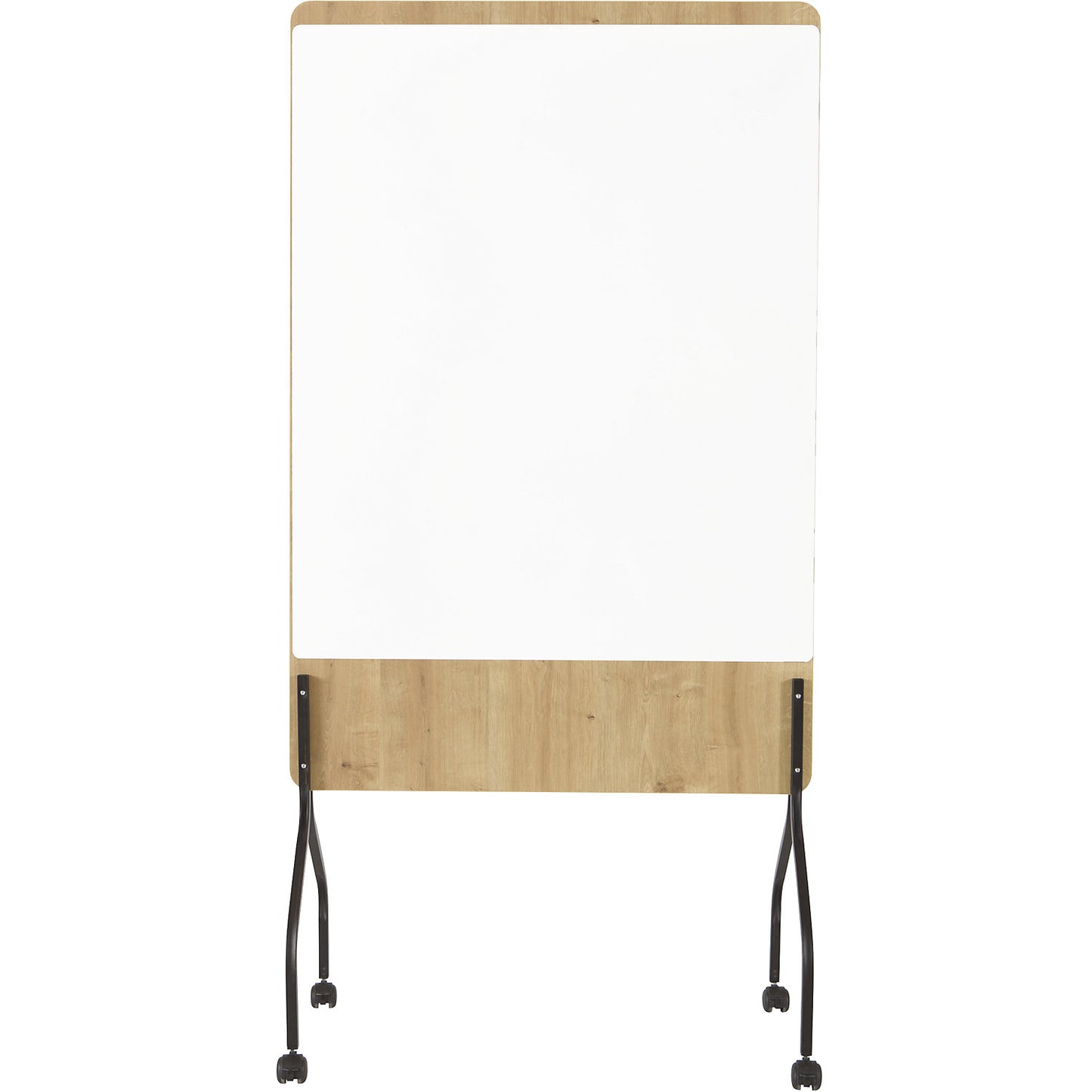 NATURAL mobile presentation board, HxWxD 2000 x 1000 x 450 mm, whiteboard surface painted white.