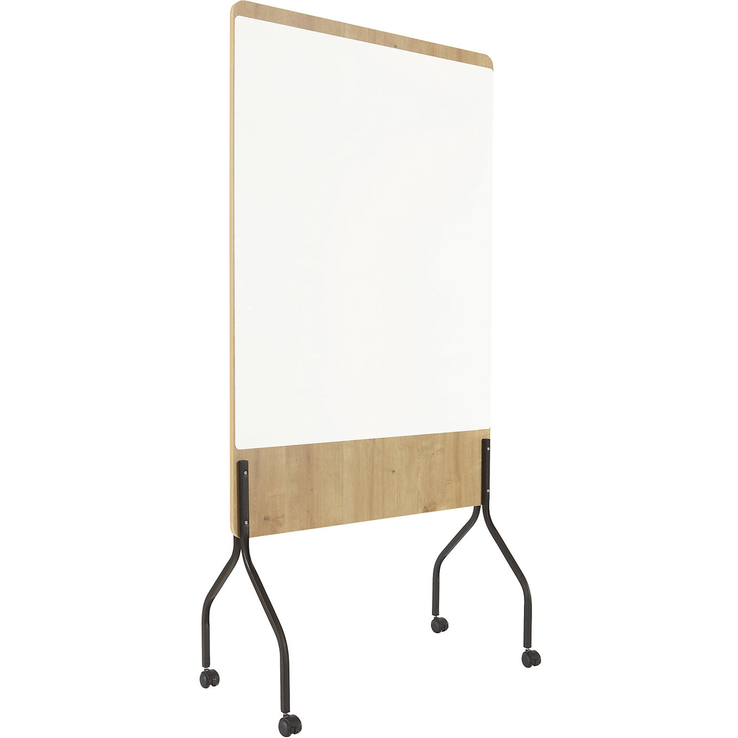 NATURAL mobile presentation board, HxWxD 2000 x 1000 x 450 mm, whiteboard surface painted white.