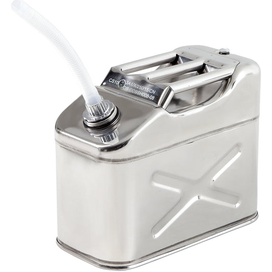 Safety canister with screw cap and outlet pipe, stainless steel, capacity 10 l.