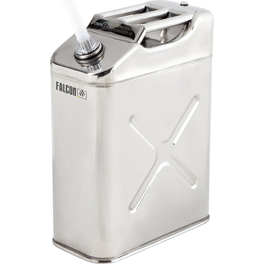Safety canister with screw cap and outlet pipe, stainless steel, capacity 20 l.