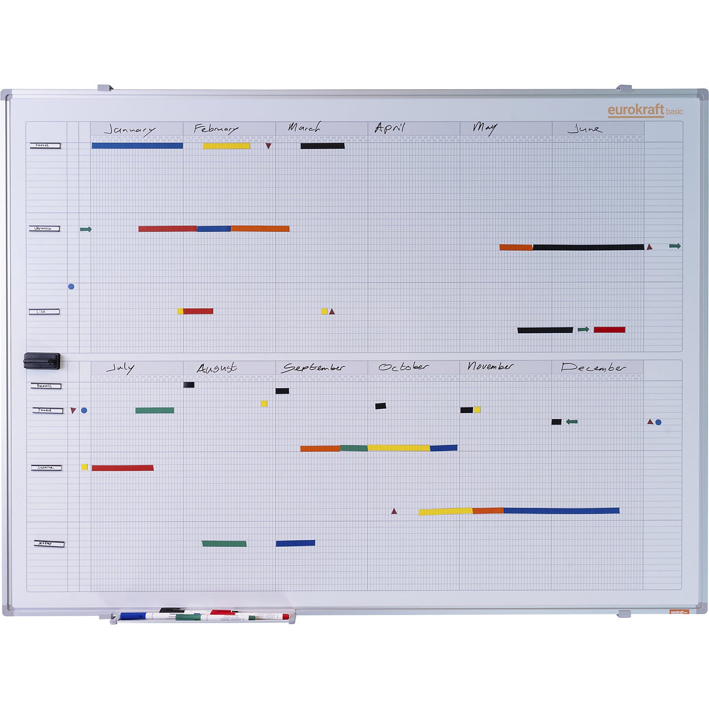 Yearly planner, neutral, with 365 day divisions, WxH 1200 x 900 mm.