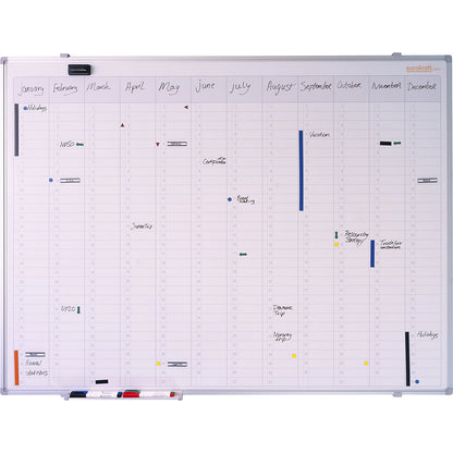 Yearly planner, neutral, with vertical monthly divisions, WxH 900 x 600 mm.