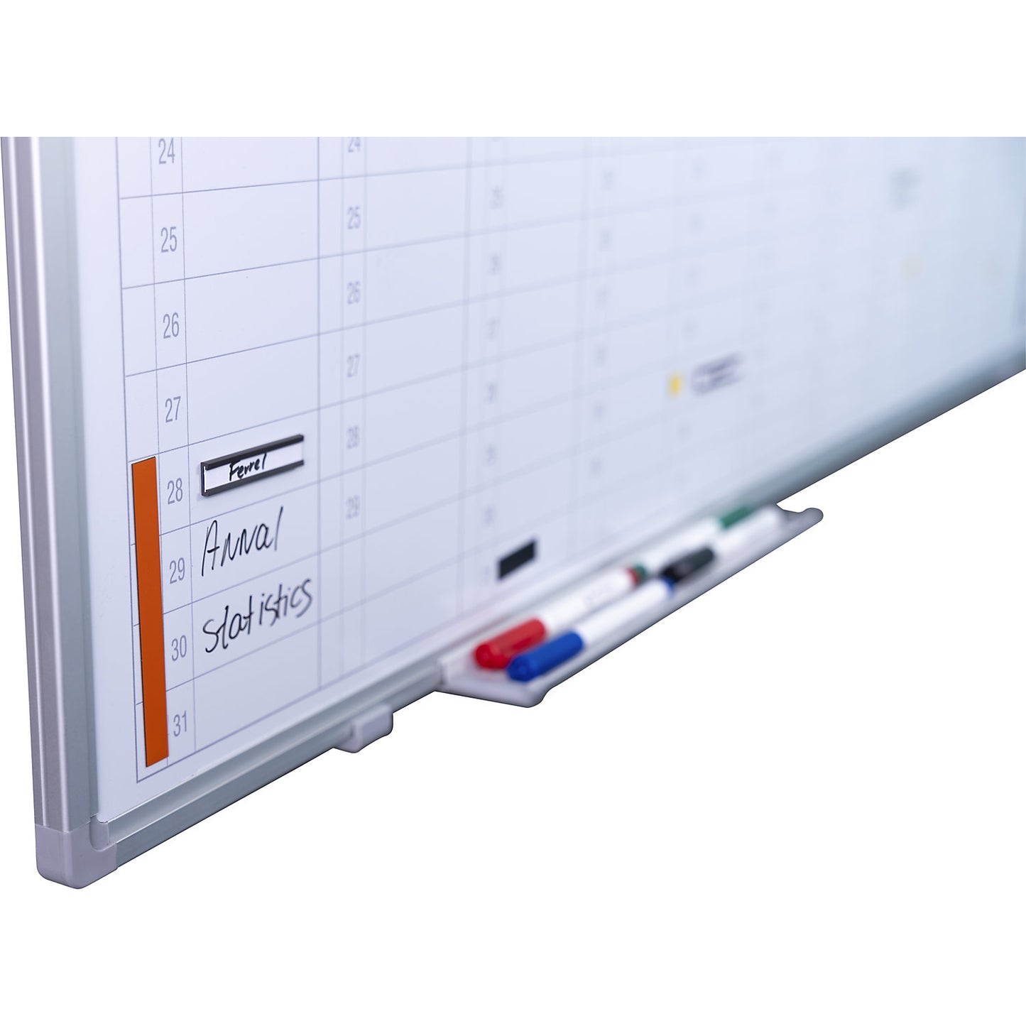 Yearly planner, neutral, with vertical monthly divisions, WxH 900 x 600 mm.