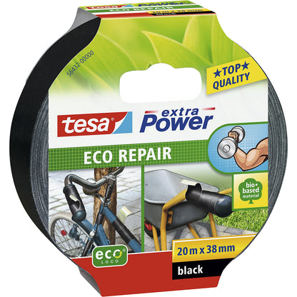 Fabric tape, extra Power® Eco Repair, pack of 48 rolls, black, tape width 38 mm.