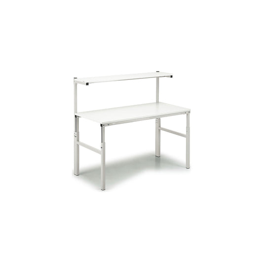 ESD work table with shelf, height 650 - 900 mm, WxD 1500 x 900 mm.