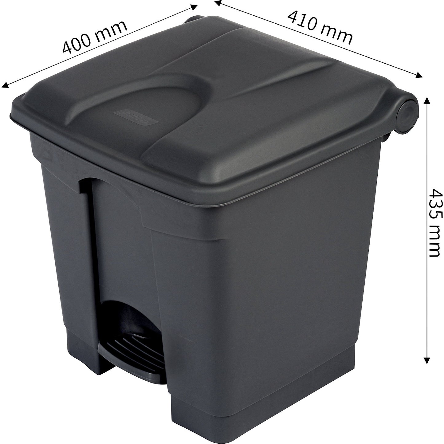 Waste collector with pedal, made of recycled material, antibacterial, capacity 30 l, HxWxD 435 x 400 x 410 mm, black.