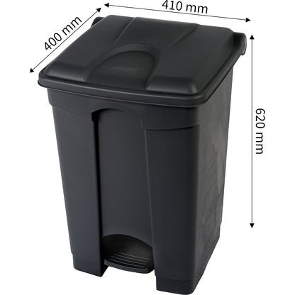 Waste collector with pedal, made of recycled material, antibacterial, capacity 45 l, HxWxD 620 x 400 x 410 mm, black.