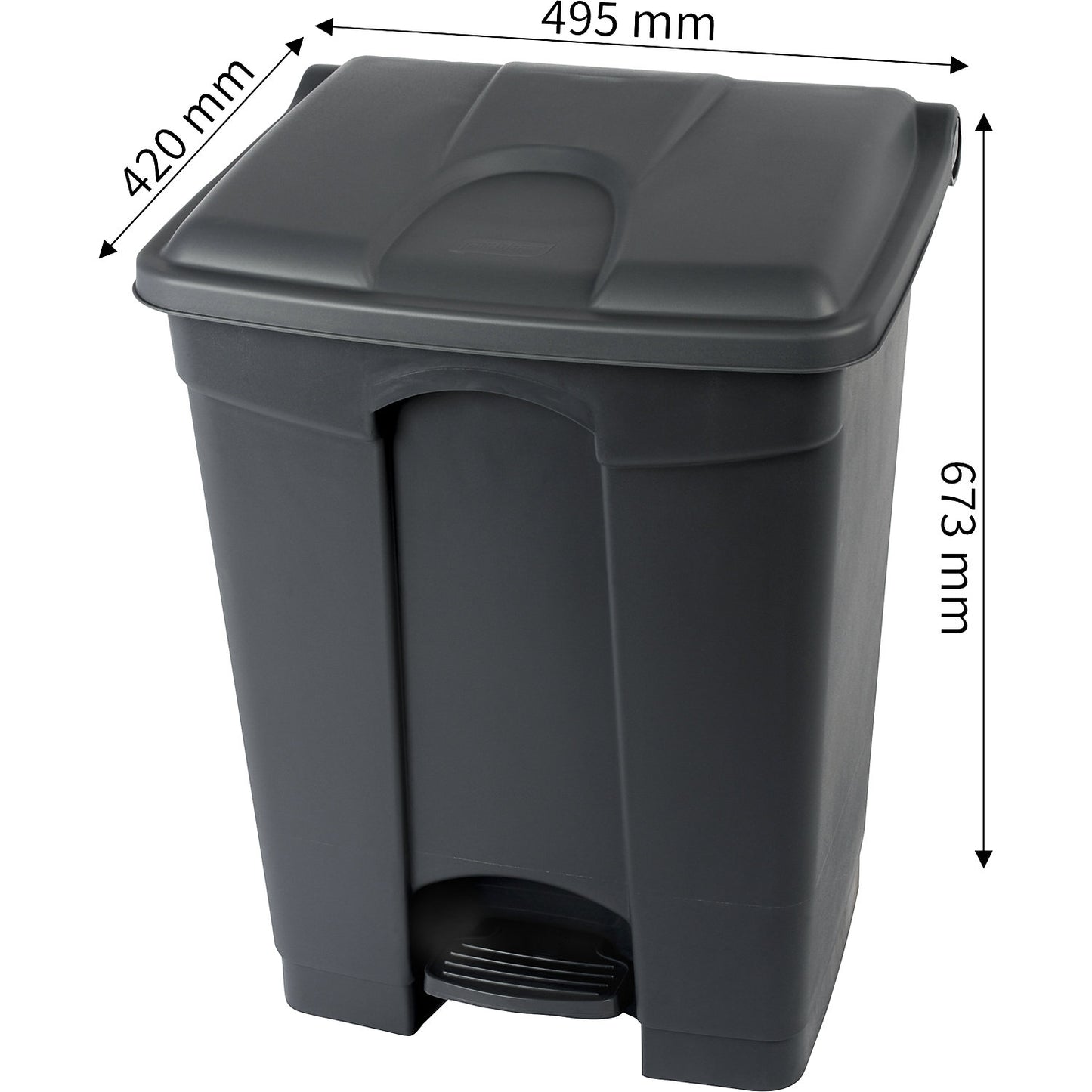 Waste collector with pedal, made of recycled material, antibacterial, capacity 70 l, HxWxD 673 x 420 x 495 mm, black.