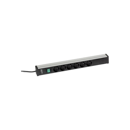 Trailing socket for work tables, 6 sockets, switch, length 468 mm.