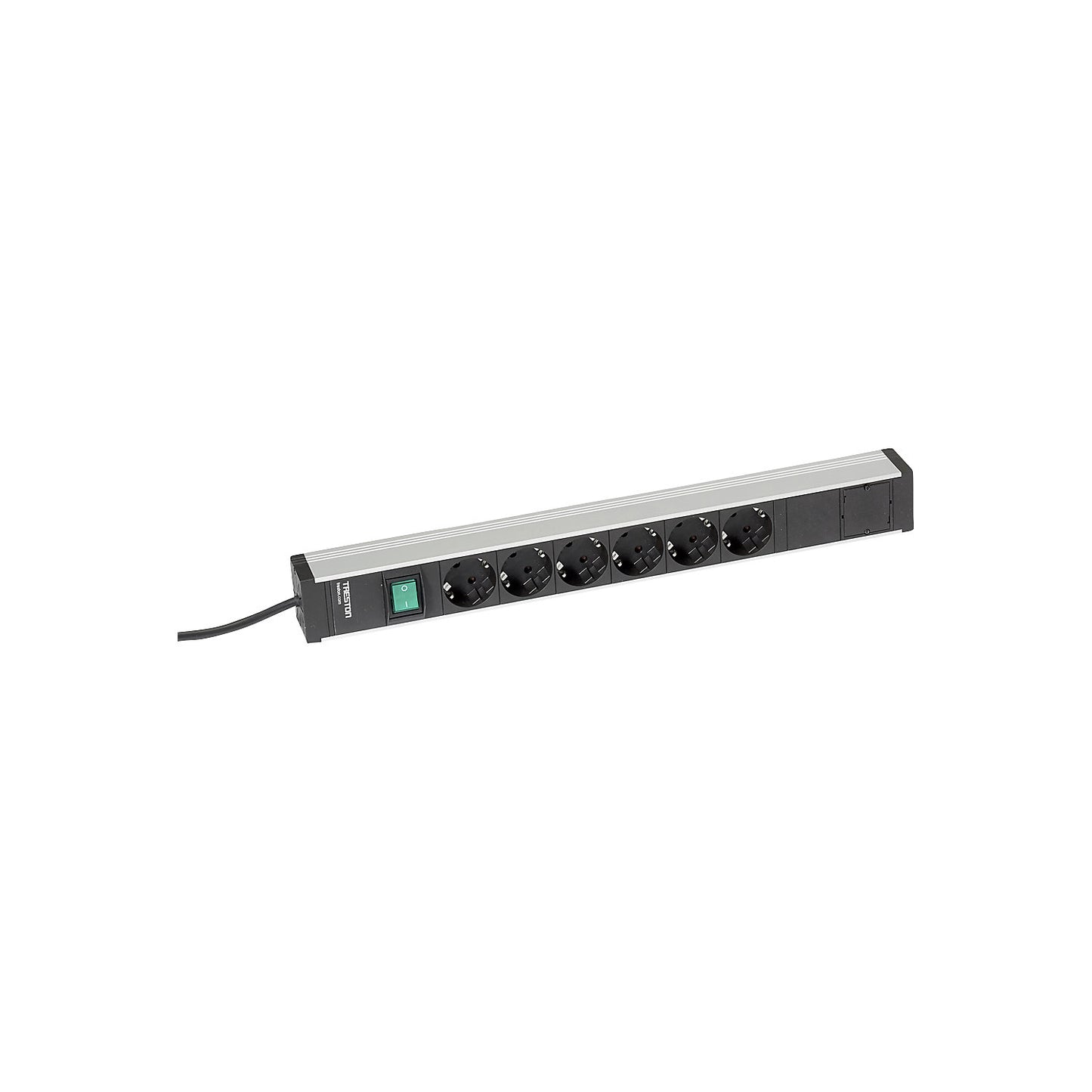 Trailing socket for work tables, 6 sockets, switch, length 468 mm.