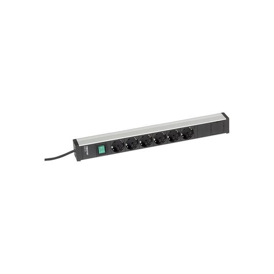 Trailing socket for work tables, 6 sockets, switch, length 468 mm.