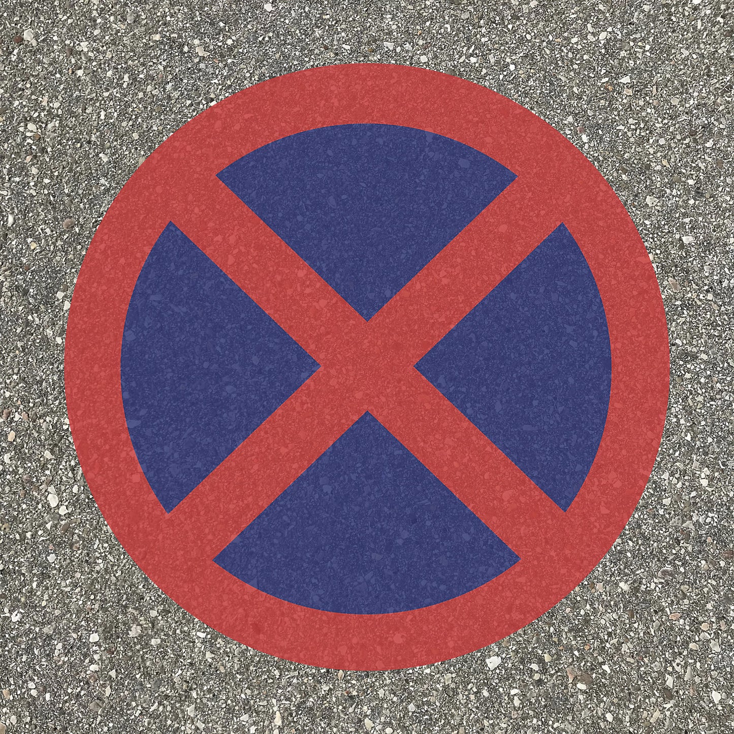 Floor stencil, no parking, plastic.