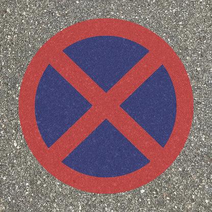 Floor stencil, no parking, plastic.