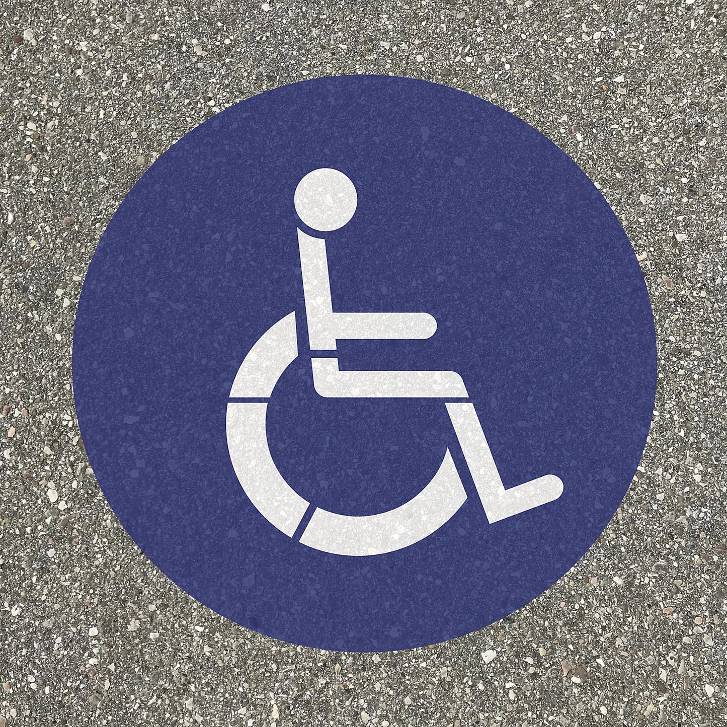 Floor stencil, wheelchair user, plastic.