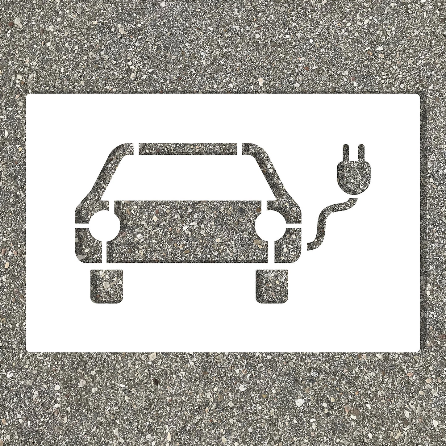 Floor stencil, electric vehicle charging station, plastic.