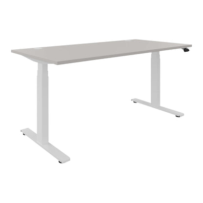BOTTOM-UP desk, electric height adjustment, straight, WxD 1600 x 800 mm, light grey/white.