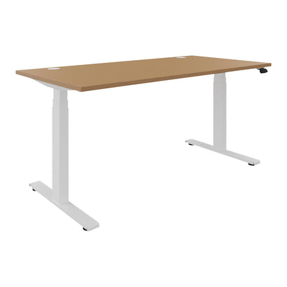 BOTTOM-UP desk, electric height adjustment, straight, WxD 1600 x 800 mm, beech/white.