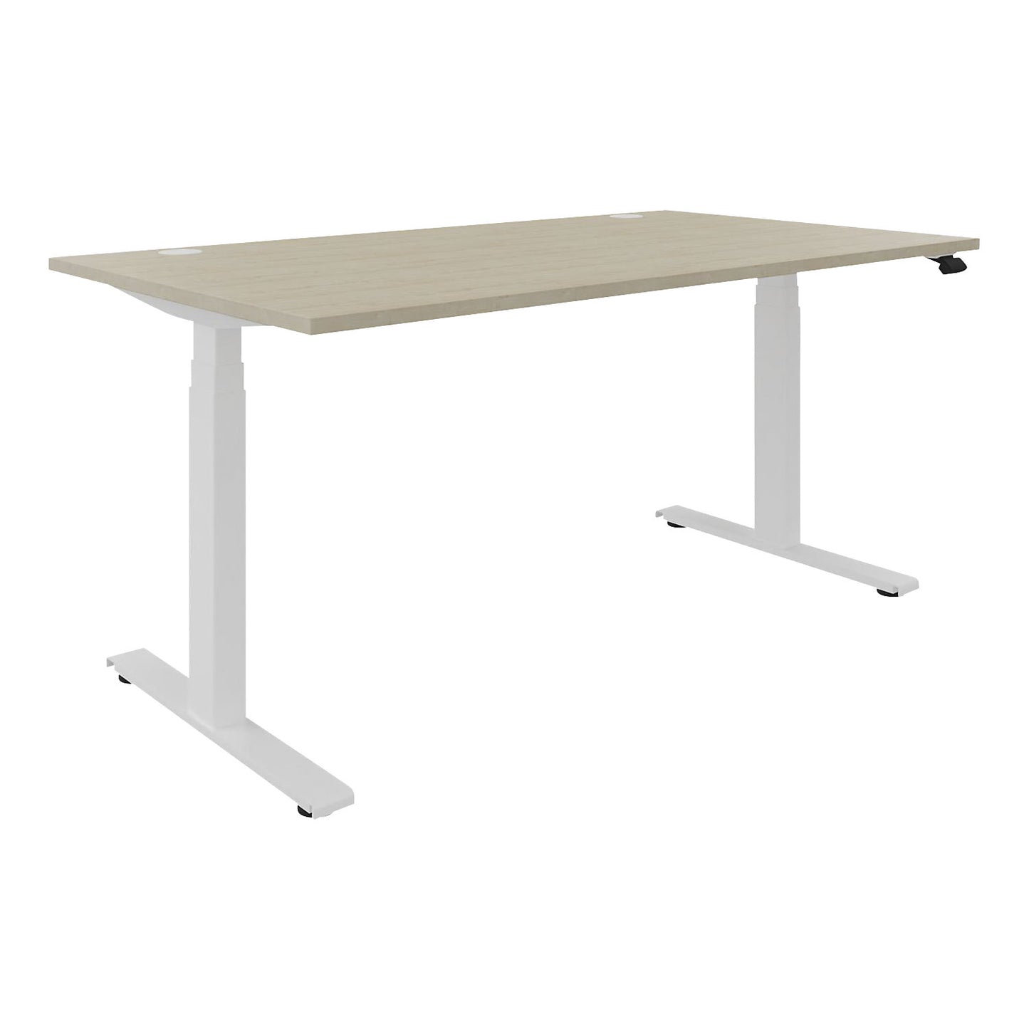 BOTTOM-UP desk, electric height adjustment, straight, WxD 1600 x 900 mm, maple/white.