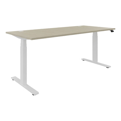 BOTTOM-UP desk, electric height adjustment, straight, WxD 1800 x 800 mm, maple/white.